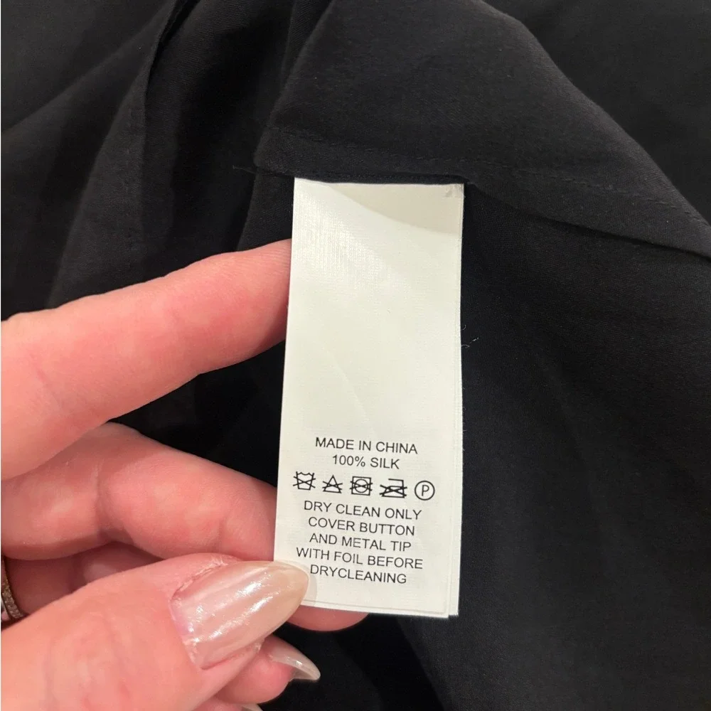 Kate Spade Black 100%‎ Silk Popover Shirt Dress Drawstring Waist Size M